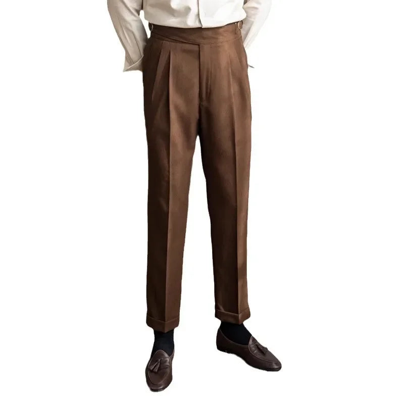 2023 Autumn/winter New Italian Style High-waisted Straight-leg Long Pants Casual Versatile Trousers For British Men